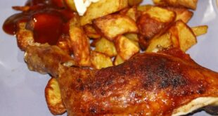 Пиле върху картофи по най-простия начин